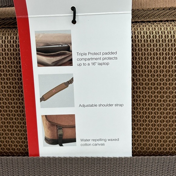 Wenger Water Repelling Waxed Canvas Messenger Shoulder Bag Brown 16in Laptop - Picture 13 of 15